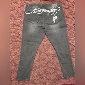 Y2K Ed Hardy Skull Patch Jeans